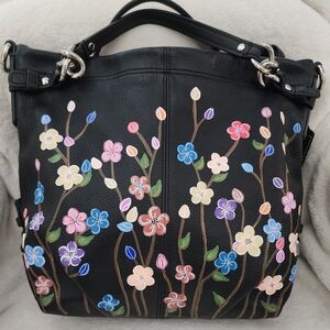 SOLD-Floral Black Handbag